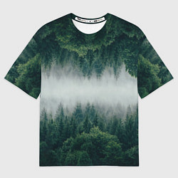 Футболка оверсайз мужская ЗЕРКАЛЬНЫЙ ТУМАННЫЙ ЛЕС, цвет: 3D-принт
