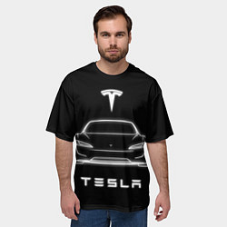 Футболка оверсайз мужская Tesla white light, цвет: 3D-принт — фото 2