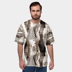 Футболка оверсайз мужская Абстрактный гранжевый коричнево-бежевый, цвет: 3D-принт — фото 2