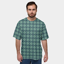 Футболка оверсайз мужская Геометрический бирюзовый узор на текстурированном, цвет: 3D-принт — фото 2
