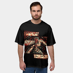 Футболка оверсайз мужская Взгляды Макимы и Пауэр - Человек бензопила, цвет: 3D-принт — фото 2