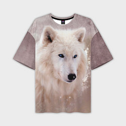 Футболка оверсайз мужская Белый зимний волк, цвет: 3D-принт