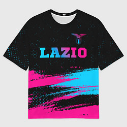 Футболка оверсайз мужская Lazio - neon gradient: символ сверху, цвет: 3D-принт