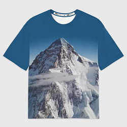 Футболка оверсайз мужская Каракорум, К2, Чогори, 8614 м - вторая по высоте, цвет: 3D-принт