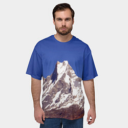 Футболка оверсайз мужская Мачапучаре, священная гора - дом бога Шивы, закрыт, цвет: 3D-принт — фото 2