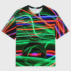 Мужская футболка оверсайз Абстрактное множество цветных линий