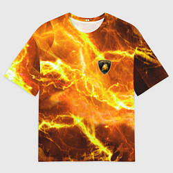 Футболка оверсайз мужская Lamborghini - яркие молнии, цвет: 3D-принт