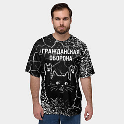 Футболка оверсайз мужская Группа Гражданская Оборона и рок кот, цвет: 3D-принт — фото 2