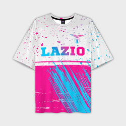 Футболка оверсайз мужская Lazio neon gradient style: символ сверху, цвет: 3D-принт