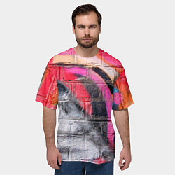 Футболка оверсайз мужская Граффити на кирпичной стене - фрагмент, цвет: 3D-принт — фото 2