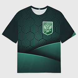 Футболка оверсайз мужская Зеленый герб России, цвет: 3D-принт