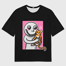 Футболка оверсайз мужская Человек и кот, цвет: 3D-принт