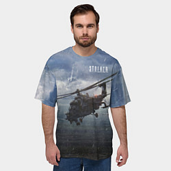 Футболка оверсайз мужская STALKER Вертолёт Над Зоной, цвет: 3D-принт — фото 2
