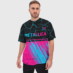 Футболка оверсайз мужская Metallica - neon gradient: символ сверху, цвет: 3D-принт — фото 2