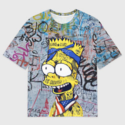 Мужская футболка оверсайз Кульный Барт Симпсон весь в тату - Hype