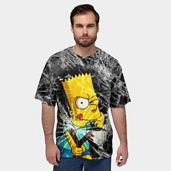Футболка оверсайз мужская Барт Симпсон разбил из рогатки стекло, цвет: 3D-принт — фото 2