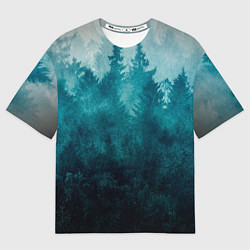 Мужская футболка оверсайз Темный хвойный лес