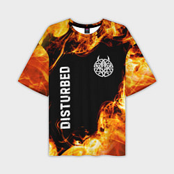 Мужская футболка оверсайз Disturbed и пылающий огонь