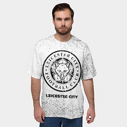 Футболка оверсайз мужская Leicester City с потертостями на светлом фоне, цвет: 3D-принт — фото 2