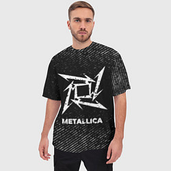 Футболка оверсайз мужская Metallica с потертостями на темном фоне, цвет: 3D-принт — фото 2