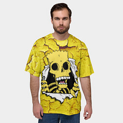 Футболка оверсайз мужская Скелет Барта Симпсона разрывает штукатурку стены, цвет: 3D-принт — фото 2