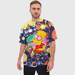 Футболка оверсайз мужская Bart Simpson пьёт лимонад, цвет: 3D-принт — фото 2
