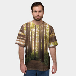 Футболка оверсайз мужская Дневной лес, деревья и свет, цвет: 3D-принт — фото 2