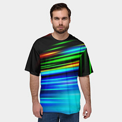 Футболка оверсайз мужская Абстрактные неоновые полосы, цвет: 3D-принт — фото 2