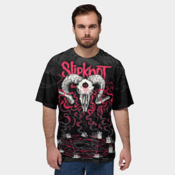 Футболка оверсайз мужская Slipknot - goat skull, цвет: 3D-принт — фото 2