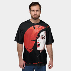 Футболка оверсайз мужская Вампирша на фоне красной луны, цвет: 3D-принт — фото 2