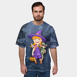 Футболка оверсайз мужская Ведьма малолетка в тёмном лесу с дракончиком, цвет: 3D-принт — фото 2
