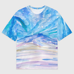 Футболка оверсайз мужская Заснеженный пейзаж акварель, цвет: 3D-принт