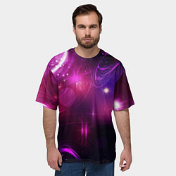 Футболка оверсайз мужская Фиолетовые неоновые блики, цвет: 3D-принт — фото 2
