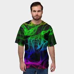 Футболка оверсайз мужская Разноцветный неоновый дым, цвет: 3D-принт — фото 2