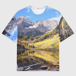 Футболка оверсайз мужская Красивая река между гор, цвет: 3D-принт