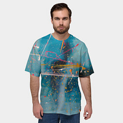 Футболка оверсайз мужская Абстрактный голубой фон, тени и краски, цвет: 3D-принт — фото 2