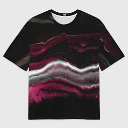 Футболка оверсайз мужская Розовые и белые волны песка в абстракции, цвет: 3D-принт