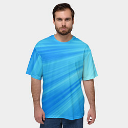 Футболка оверсайз мужская Бирюзовые солнечные лучи, цвет: 3D-принт — фото 2