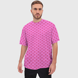 Футболка оверсайз мужская Геометрический современный розовый однотонный узор, цвет: 3D-принт — фото 2