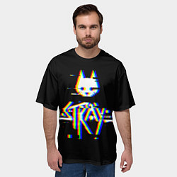 Футболка оверсайз мужская Stray glitch logo, цвет: 3D-принт — фото 2