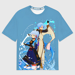 Футболка оверсайз мужская Камисато Аяка и Аято, цвет: 3D-принт