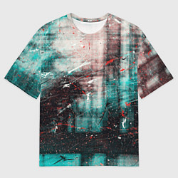 Футболка оверсайз мужская Абстрактные силуэты и тени с красками, царапинами, цвет: 3D-принт