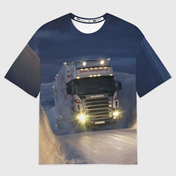 Футболка оверсайз мужская Для фуры Scania нет преград, цвет: 3D-принт