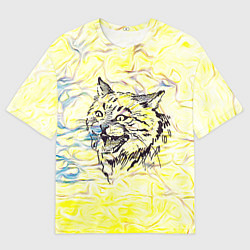 Футболка оверсайз мужская Рысь нападает, цвет: 3D-принт