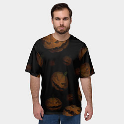 Футболка оверсайз мужская Парящие тыквы Джека, цвет: 3D-принт — фото 2