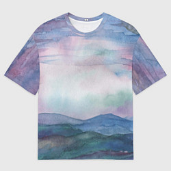 Футболка оверсайз мужская Горный пейзаж акварель, цвет: 3D-принт