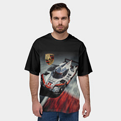 Футболка оверсайз мужская Porsche - racing team - motorsport, цвет: 3D-принт — фото 2