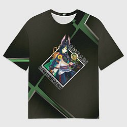 Футболка оверсайз мужская Тигнари в ромбе, цвет: 3D-принт