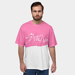 Футболка оверсайз мужская Stray Kids pink and white, цвет: 3D-принт — фото 2
