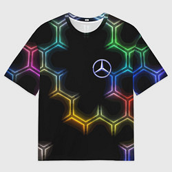 Футболка оверсайз мужская Mercedes - neon pattern, цвет: 3D-принт